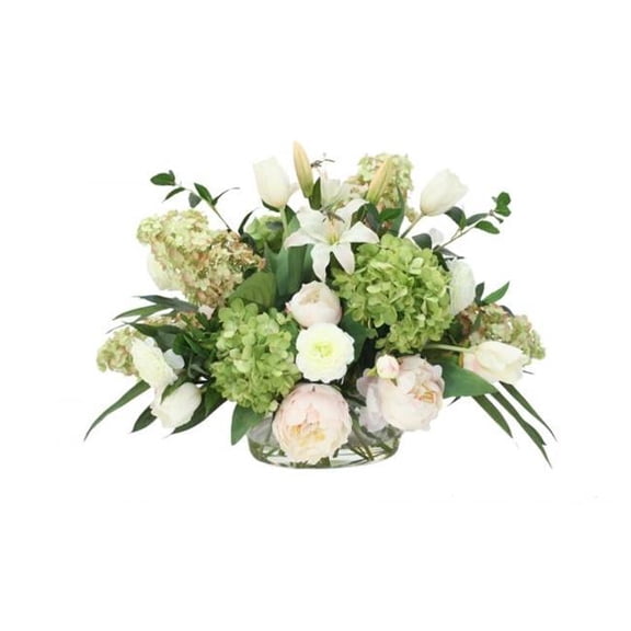 Disttive Designs 17150 Unisex Mixed Pink & Green Garden Flowers in Oval Glass