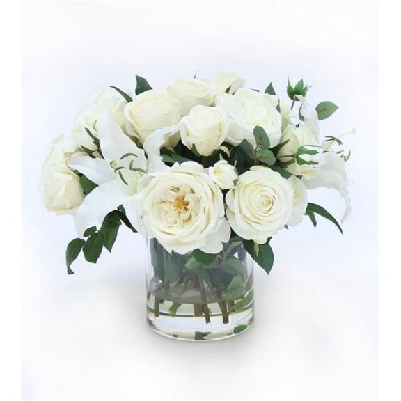 Disttive Designs 17191 Unisex Antherium with Succulent & Philo Leaf in Cylinder - Green