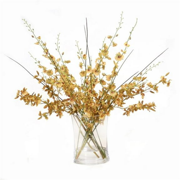 Disttive Designs 17192 Unisex Gold & Yellow Oncidium Dancing Orchid in Glass - Green