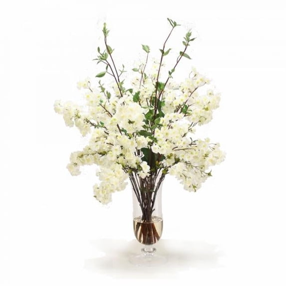 Disttive Designs 17255 Unisex Cream White Cherry Blossoms in Flared Urn