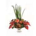 thumbnail image 1 of Disttive Designs 3084 Unisex Anthuriums Mixed with Rose Hip, Ranunculus & Mixed Green in Glass Compote - Red, 1 of 1