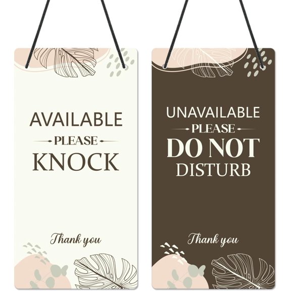 Do Not Disturb Door Hanger Sign - Brown Available Please Knock Door Signs Double Sided Reversible Hanger Plaque for Business Office Session Treatment Office Clinic Meeting Plaque