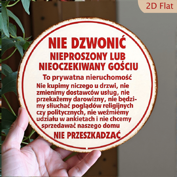 Do Not Disturb Metal Sign, 8x8 Inch Round Aluminum Wall Decor for Home Privacy, Funny No Soliciting Sign with Rustic Weathered Design for Front Door or Porch