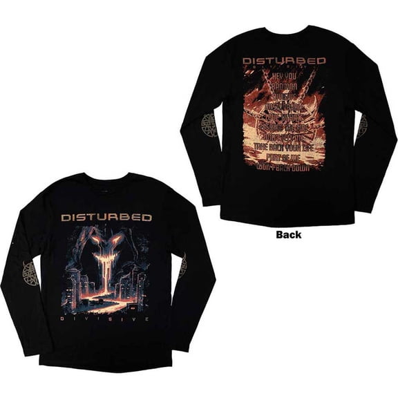 Disturbed Unisex Long Sleeve T-Shirt: European Tour '23 Divisive (Back Print & Ex-Tour) (Small)