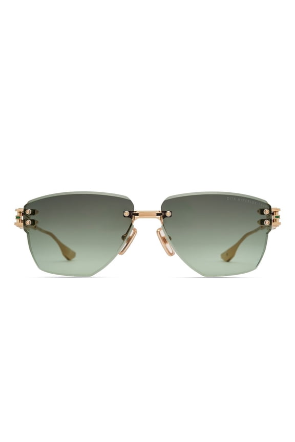 Men's Hyperlux-2000 Rimless Gradient Green Dita Sunglasses With Gold Metal Frame Gold
