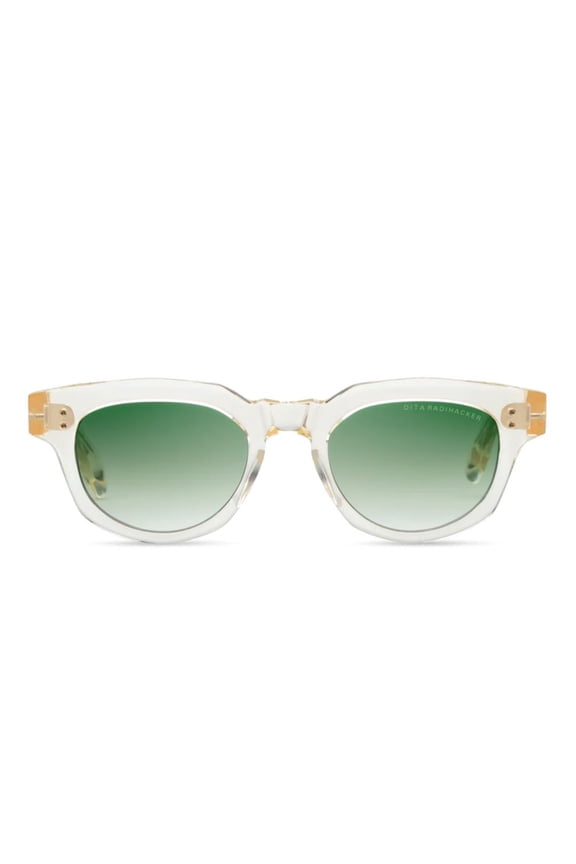 Men's Radihacker Round Gradient Green Tint Sunglasses With Transparent Frame Transparent