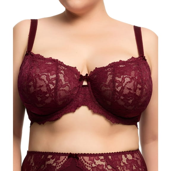 Dita Von Teese BORDEAUX Cora Underwire FF Balconette Bra, US 44DDD, UK 44E