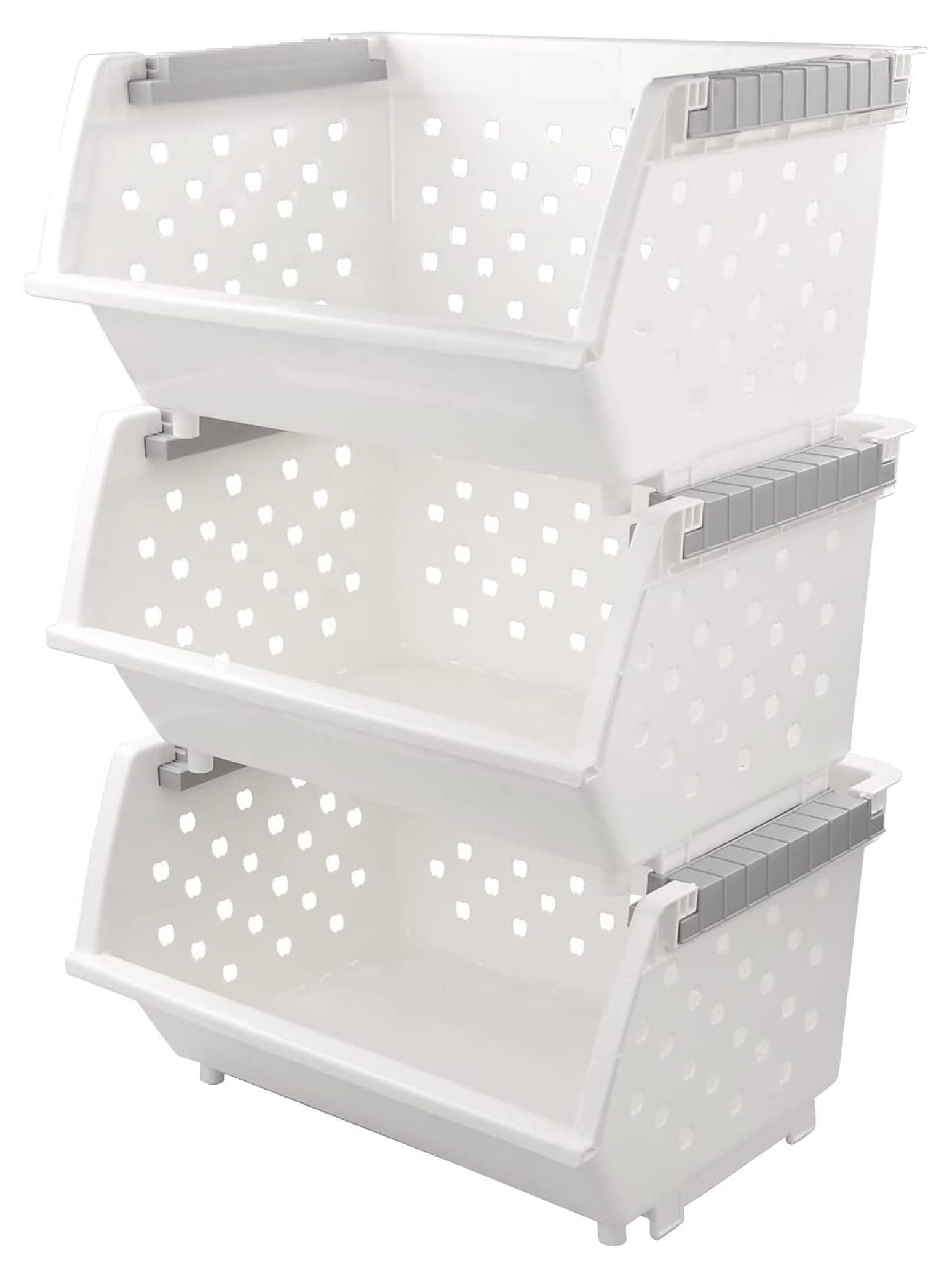 Ditangy 3 Pack Large Stackable Storage Bins Kitchen Plastic Stacking ...