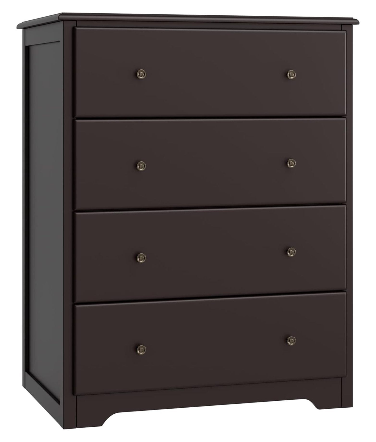 Ditangy Dresser, 4 Drawer Dressers Chests of Drawers, Modern Tall Dresser, Wood Drawer Chest Storage Cabinet for Living Room, Hallway, Entryway, Home Office, Dark Brown