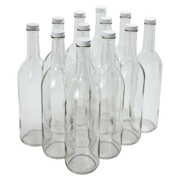 Ditangy HOZQ8-936 W5 Clear Bordeaux Wine Bottles, 750 ml Empty Bottles for Drinks, 12 per Case White