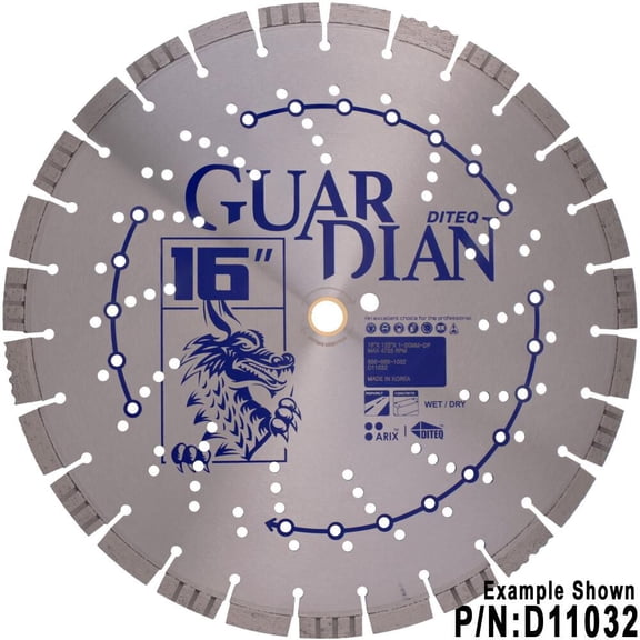 Diteq Guardian 16 Inch Super Premium Segmented Turbo Rim Diamond Blade For Concrete, Asphalt, And Green Concrete