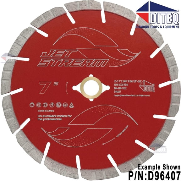 Diteq Jet Stream 7 Inch Economy Segmented Turbo Rim Diamond Blade For Concrete