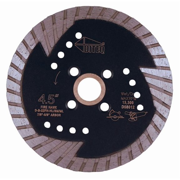 Diteq B-22 Firehawk Iii 4 1/2 Inch Turbo Rim Diamond Blade For Masonry