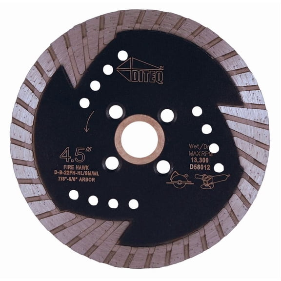 Diteq B-22 Firehawk Iii 4 1/2 Inch Turbo Rim Diamond Blade For Masonry