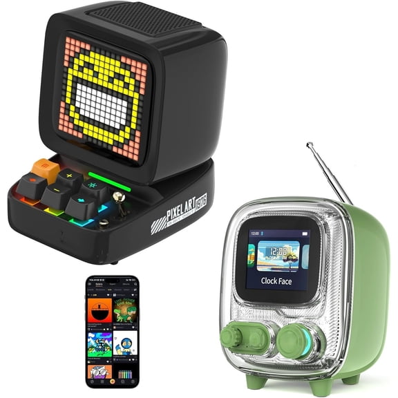 Ditoo and Tiivoo-2,Pixel Art  Speaker,Suitble for ,Room,Outdoor,Kitchen