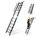 thumbnail image 1 of Ditregsr 9.5ft Foldable Aluminum Loft Staircase with 10 Steps, Portable Non-Slip Escape Loft Staircase with Handrail and Hooks Suitable for Dormitories, RVs and Home Lofts, 1 of 9