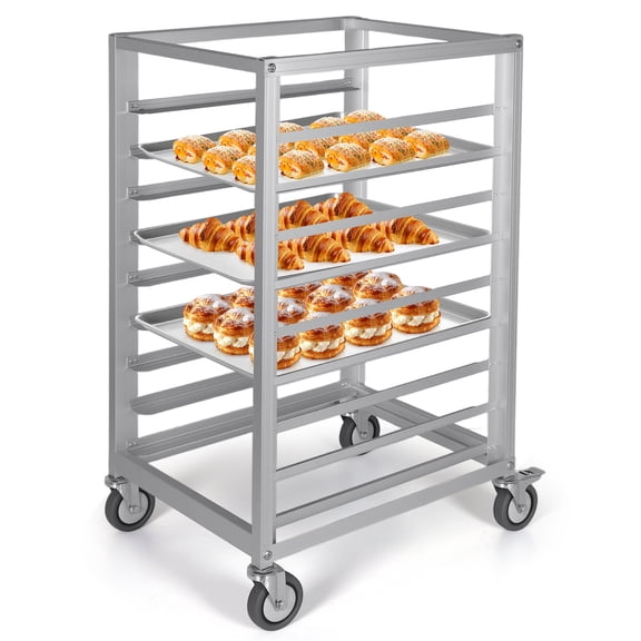 Ditregsr 9-Tier Aluminum Alloy Baking Pan Rack, Multi-Layer Open Bread Pan Storage Rack, Detachable with Wheels, Suitable for Kitchens and Homes, Bread Baking Equipment