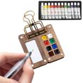 thumbnail image 1 of Ditregsr Travel Paint Palette Portable Watercolor Set Wooden Grid Paint Box (8 Grid), 1 of 9