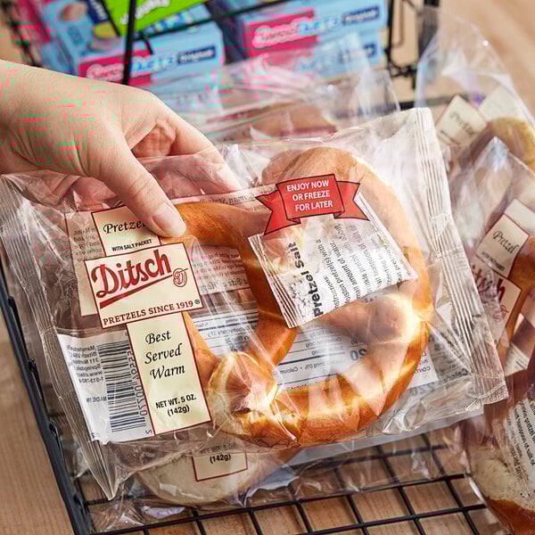 Ditsch Authentic German Individually Wrapped Soft Pretzel with Salt Packet 5 oz. - 33/Case
