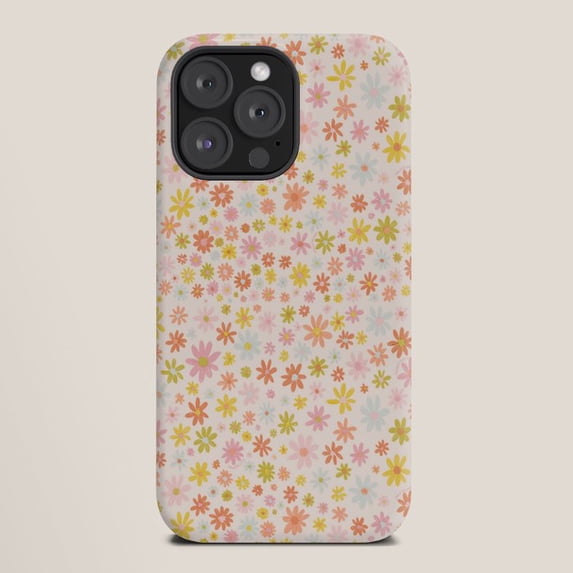 Ditsy Daisy Floral Pink, Coral, Yellow and Pale Blue Tough Case for ...