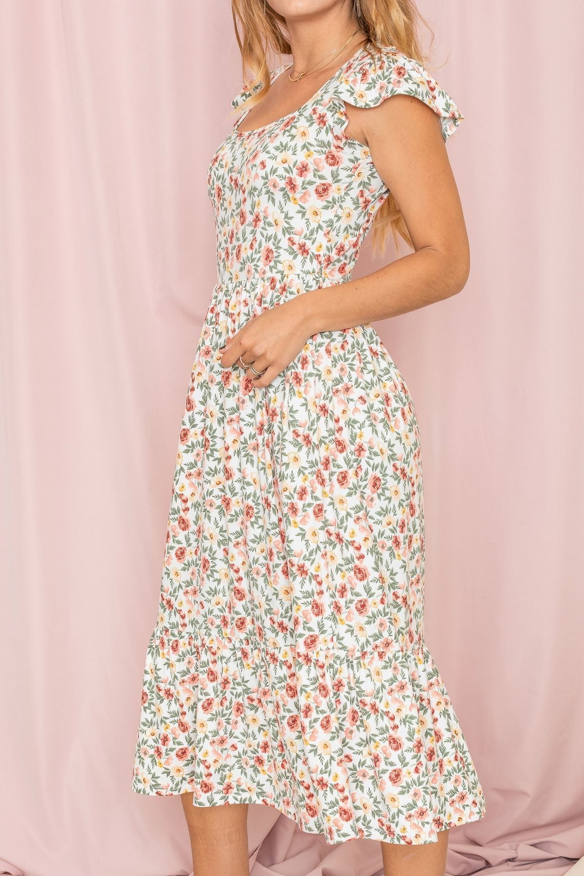lace dress with sleeves midi Soleil Scalloped Lace Midi Dress