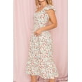 thumbnail image 1 of Ditsy Floral Flutter Cap Sleeve Square Neck Midi Dress | S-3X, 1 of 33
