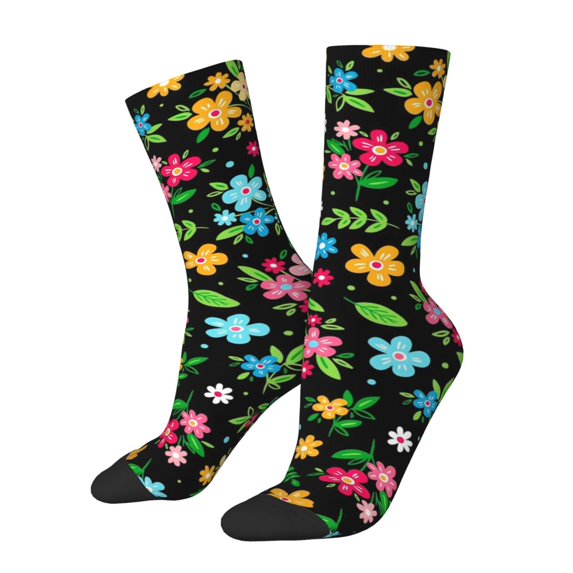 Ditsy Floral Socks White Flowers Print Trendy Stockings Women Men Soft Breathable Outdoor