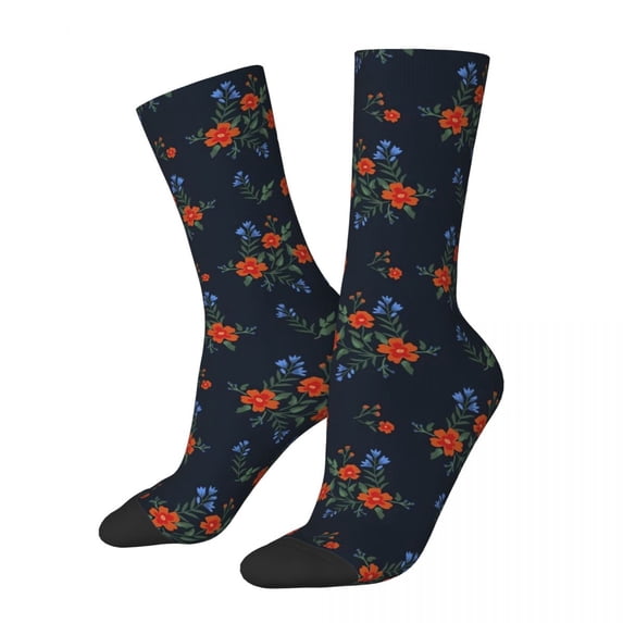 Ditsy Floral Socks White Flowers Print Trendy Stockings Women Men Soft Breathable Outdoor