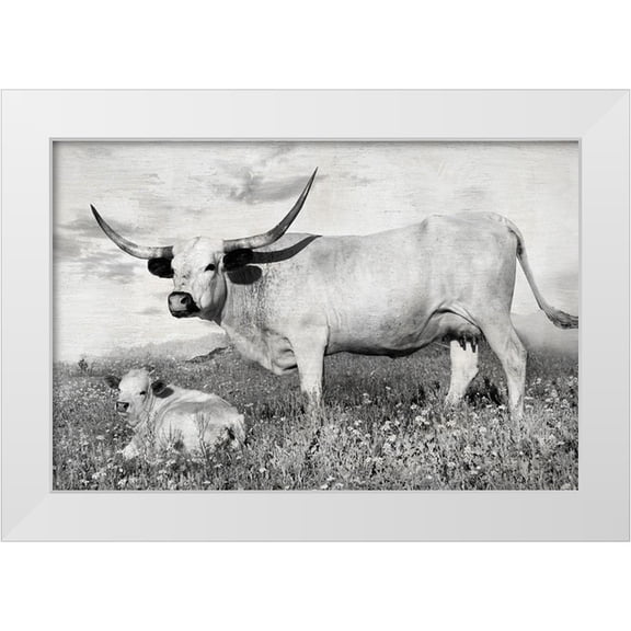Ditto, Larry 14x11 White Modern Wood Framed Museum Art Print Titled - Buttercup and Bluebonnet