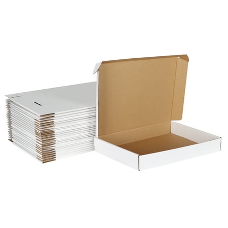 Ditwis 13x10x2 Shipping Boxes Set of 25, White Corrugated Cardboard Box for Small Business