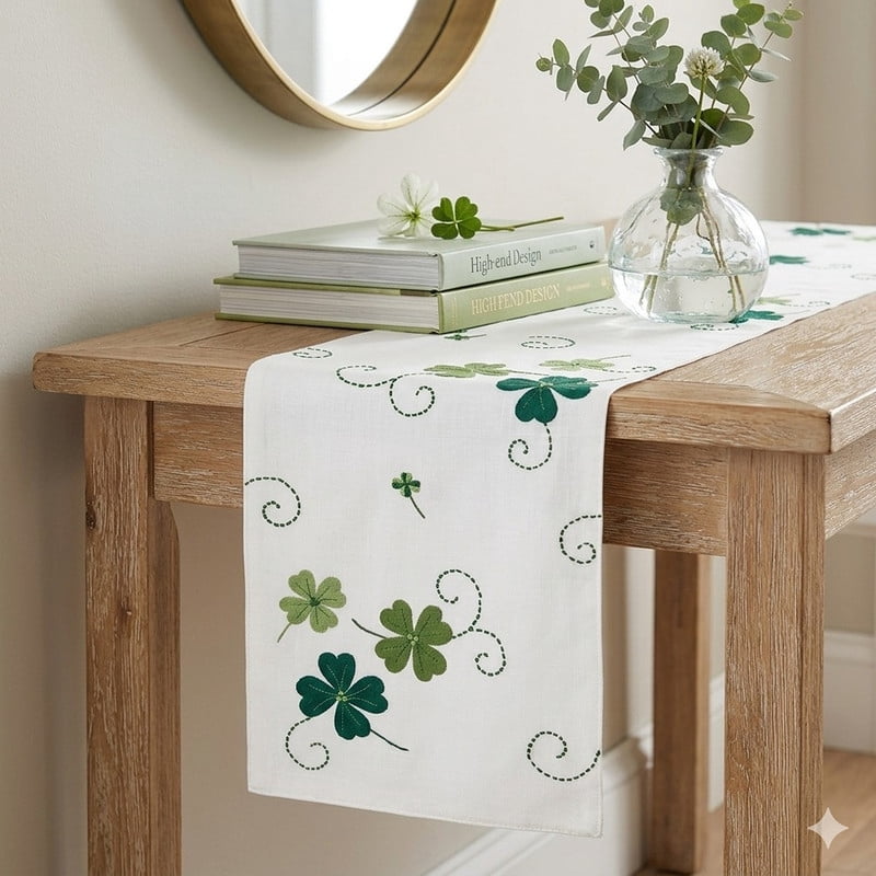 Ditzy Shamrock 100% Polyester Runner 13"x70"