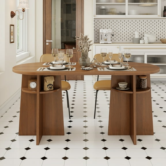 Diubas 63 Oval Dining Table for 4-6 People, Kitchen Dinner Table, Farmhouse Table for Kitchen Dining Living Room
