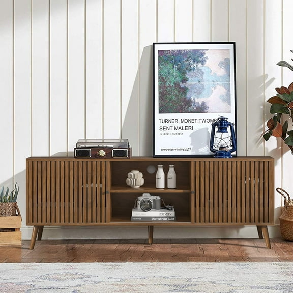 Diubas Mid Century Modern TV Stand for TV up to 70'', Television Stands, TV Consoles, Media Consoles, Walnut