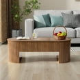 thumbnail image 1 of Diubas Oval Lift Top Coffee Table with Hidden Storage, Fluted Coffee Table Center Table for Home Living Room, Walnut, 1 of 7