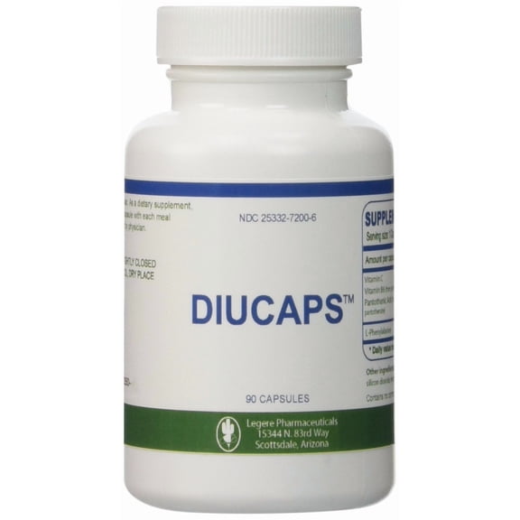 Diucaps - 90 Capsules - Appetite Suppresant / Inhibitor -- L-PHENYLALANINE, VITAMIN C, (B6), Pantothenic Acid by Legere