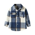thumbnail image 1 of Diufon 1-7years Boys and Girls Kids Shirt Plaid Print Lapel Button down Outwear Spring Color Block Coat (5-6 Years, Blue), 1 of 9
