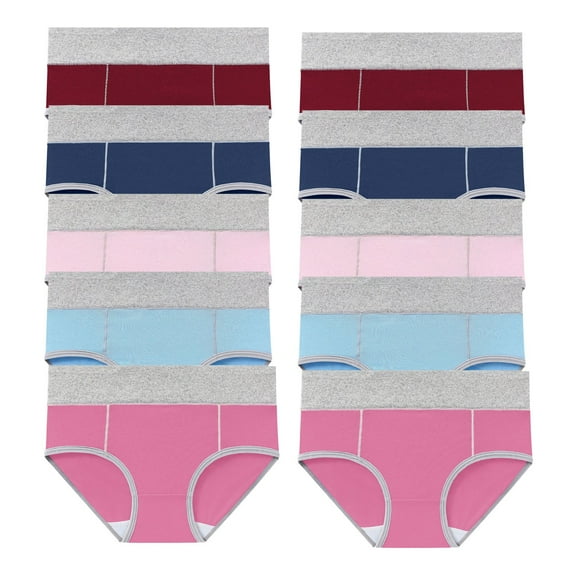 Diufon 10 Pack Women's Cotton Underwear High Waist Full Coverage Briefs Soft Breathable Panties Stretch Underpants
