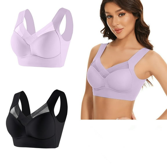 Diufon 2 Pack Seamless Bras for Women Everyday Full Coverage Push Up Bra Ladies Soft Breathable Padded Bralettes