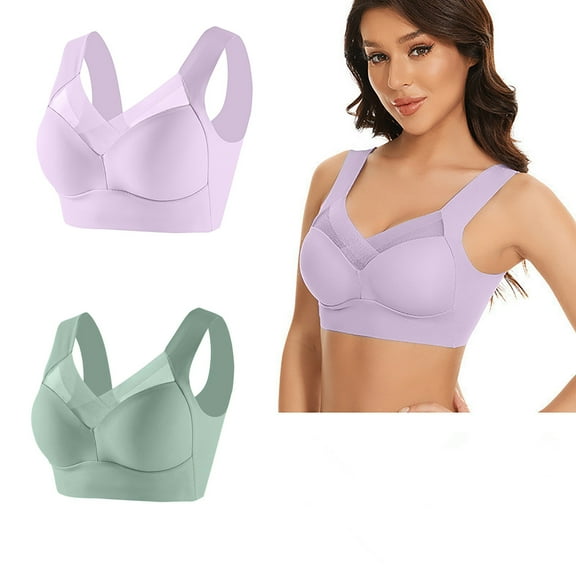 Diufon 2 Pack Seamless Bras for Women Everyday Full Coverage Push Up Bra Ladies Soft Breathable Padded Bralettes