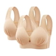thumbnail image 1 of Diufon 2 Pack Wide Strap Comfortable Bra for Women Everyday Plus Size Full Coverage Printed Push Up V Neck Bra, 1 of 7