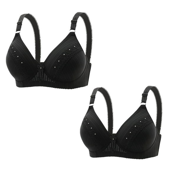Diufon 2 Pack Wireless Comfortable Bra for Women Everyday Seamless V Neck Bras Ladies Support Push Up Bralettes