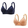 thumbnail image 1 of Diufon 2 Pack Wireless Comfortable Bra for Women Everyday Seamless V Neck Bras Ladies Support Push Up Bralettes, 1 of 7