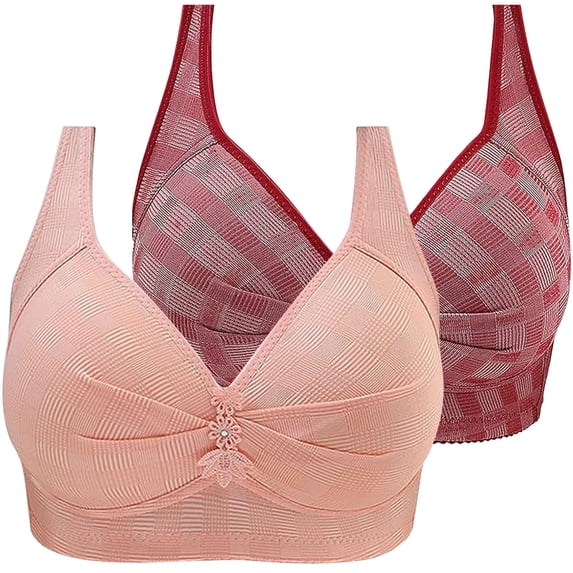 Diufon 2 Pack Women's Wireless Comfortable Bras Everyday Plus Size Push Up Seamless Bra Soft Breathable Bralettes