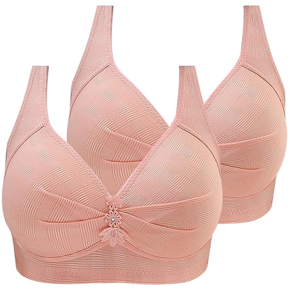 Diufon 2 Pack Women's Wireless Comfortable Bras Everyday Plus Size Push Up Seamless Bra Soft Breathable Bralettes