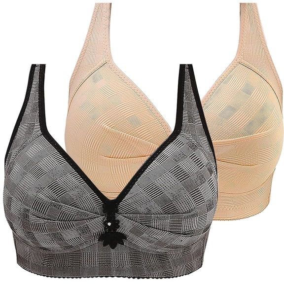 Diufon 2 Pack Women's Wireless Comfortable Bras Everyday Plus Size Push Up Seamless Bra Soft Breathable Bralettes