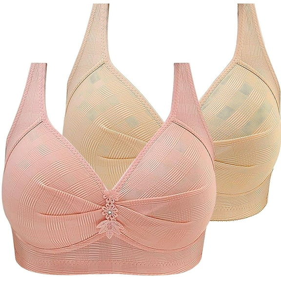 Diufon 2 Pack Women's Wireless Comfortable Bras Everyday Plus Size Push Up Seamless Bra Soft Breathable Bralettes