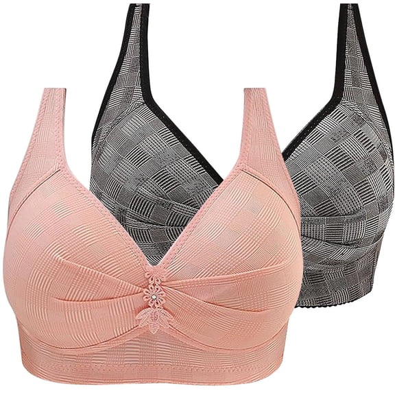 Diufon 2 Pack Women's Wireless Comfortable Bras Everyday Plus Size Push Up Seamless Bra Soft Breathable Bralettes
