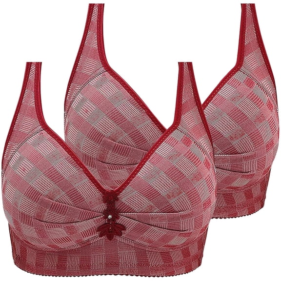 Diufon 2 Pack Women's Wireless Comfortable Bras Everyday Plus Size Push Up Seamless Bra Soft Breathable Bralettes