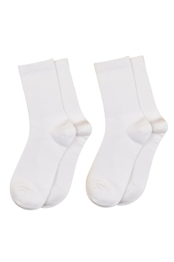 2 Pairs Crew Socks for Men & Women Thin Soft Breathable Warm Medium Tube Socks Casual Solid Color Socks