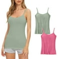 thumbnail image 1 of Diufon 2 Piece Camisole with Built-in Shelf Bra for Women Undershirts Spaghetti Strap Breathable Daily Tank Tops, 1 of 3